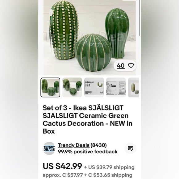 Ikea cactus 🌵 SJÄLSLIGT stoneware pottery set of 3 - Picture 17 of 17